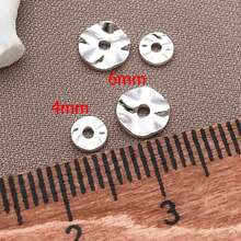 20/30/50 件真 18K 镀金隔珠，黄铜波浪圆盘珠 4/6 毫米金属扁平圆形珠子珠宝配件，适用于耳环手链项链珠宝制作