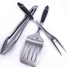 The Seasoned Griller 3 Piece Grilling Tool set Fork Spatula and Tongs Heavy Duty Premium Stainless Steel BBQ Tools Set Accessories 10 Year Warranty Gift box - como en la foto - Ver 6
