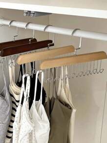 3/1PC Multi-Functional Wooden Coat Hooks, Coat Rack, Closet Organizer, 8 Hooks, 360 Degree Rotating Angle, Space Saving Bra Hook, Storage For Hanging Clothes Like Tops, Underwear, Bras, Breastplates, Hats, Ties, Strap,Vest,Etc.Traceless Clothes Drying Rack