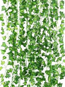 1/12/24pcs Artificial Sweet Potato Vines, Fake Ivy Leaves Green Plant Garlands, Home Party Decoration, Window & Yard Decor