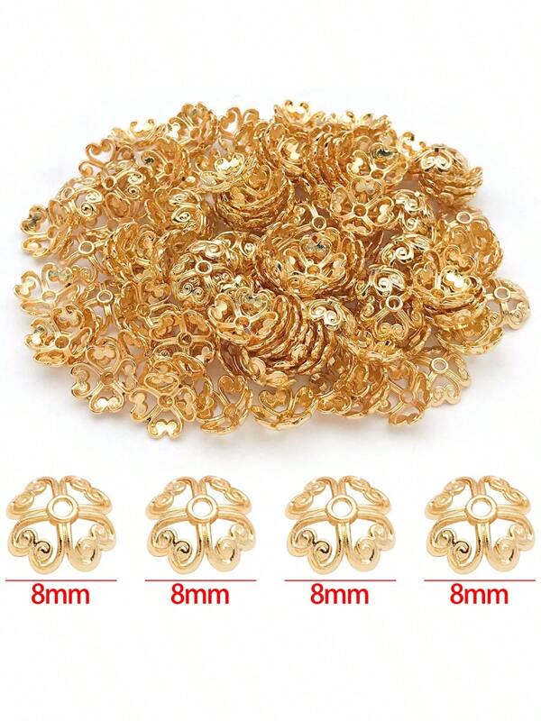 20 Stücke Glücksklee & Herz Blumen Perlen - dreifach beschichtet mit Legierung (18 Karat Gold + Sterlingsilber + Weißgold) Schmuckkomponenten für DIY Halsketten, Armbänder & Ohrringe