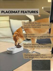 1PC Customizable Personalized Pet Food Silicone Placemat, Custom Dog And Cat Feeding Mat, Anti Slip Pet Food Mat, Custom Dog Christmas Gift, Unique Souvenir, Perfect Choice For Father's Day, Birthdays And Anniversaries,Personalized With Pet's Name - Multicolor - View 6