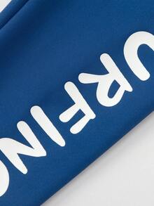 Balabala Young Boy Letter Print Splice Rashguard & Swim Trunks Set