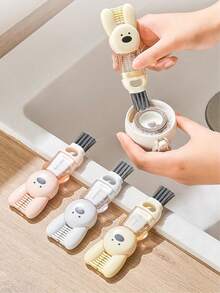 四合一多功能缝隙清洁刷，1个三合一杯盖刷，3个杯盖缝隙清洁刷，奶瓶和杯角清洁刷，吸管刷，瓶盖刷 - 彩色 - 查看 3