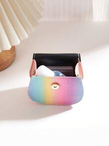 1pc Girls Mini Solid Color Crossbody Bag Set Including Lipstick Bag, Earphone Pouch, Coin Purse, Saddle Lipstick Shoulder Bag, Suitable For Daily Use, Ideal Gift