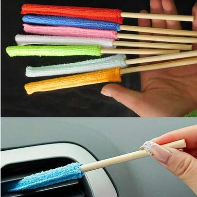 5pcs Long Handle Ultra-Fine Fiber Car Cleaning Brush, Suitable For Air Conditioning Vents, Blinds And Narrow Spaces - Ideal For Vehicle And Home Cleaning, Cleaning Supplies