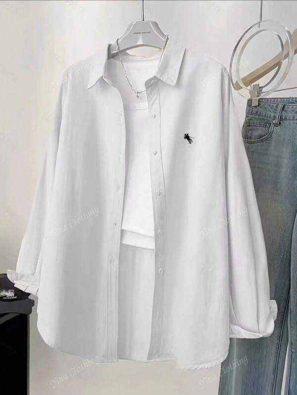 Women's Solid Color Simple Casual Long Sleeve Shirt