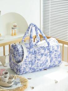 Quilted High Capacity Travel Tote Bag, Weekend Short Trip Storage Bag, Lightweight Washable Mom's Maternity Bag With Detachable Shoulder Strap Bag For School School Accessories School Stuff