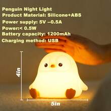 Kawaii Axolotl Night Light ,Animal Silicone Nursery Night Lamp, Rechargeable Table Lamp Bedside Lamp,Cute Room Decor Night Light For Bedroom,Living Room,Dining,Desk Decorations,Great Gifts - Multicolor - View 8