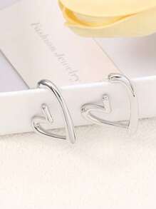 Pendientes de mujer con muesca de amor sencilla, pendientes de plata de ley de lujo ligero, collar versátil para el Día de la Madre, adecuado para ropa de entre semana