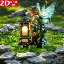 2Pcs 3D Green Fairy Acrylic Garden Lawn Stake Outdoor Patio Decor - Multicolor - View 3