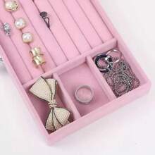 S/L Transparent Ribbon Covered Jewelry Box, Three-Layer Jewelry Storage Box, Large Multifunctional Jewelry Storage Box With 2 Drawers, Soft Dust-Proof Jewelry Display Box For Rings, Earrings, Necklaces, Bracelets, Velvet Interior Suitable For Girls For Women Storage Organizer Travel Essentials Gift Back To School