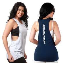 Work Fitness Women Sports Tees & Tanks - 藍白色 - 查看 1