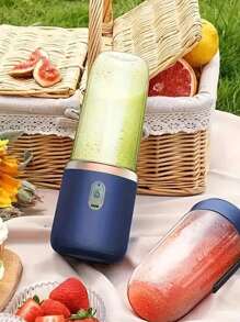 1 pieza Licuadora/Exprimidor portátil 2 en 1 con diseño de doble vaso, cuchillas de acero inoxidable, recargable por USB, fácil de limpiar para hacer smoothies, cubitos de hielo, uso en cocina y exterior, regalo perfecto para el Día de San Valentín y Día de la Madre | Diseño moderno y elegante | Plástico ABS grado alimentario