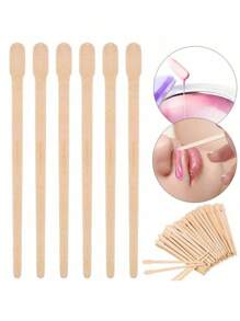 100/300pcs Wooden Wax Sticks Eyebrow Lip Nose Waxing Applicator Sticks For Hair Removal Disposable Depilation Spatula Wax Sticks, Hair Products And Accessories For Barber Salon Beauty Travel Essentials