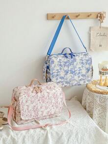 1 件经典绘画数码印花手提包、运动健身单肩包、妈妈婴儿车挂包，配有纸巾袋，包含长肩带和挂钩 - 彩色 - 查看 1