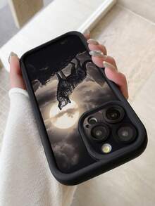 1 件月光下的狼图案手机壳，带有精确的切口以保护相机，厚实防摔，兼容 11 Pro Max/12 Pro Max/13 Pro Max/14 Pro Max/15 Pro Max/16 Plus/16 Pro Max、16E、Galaxy A55/A15/S24 Ultra/S25 Ultra、Redmi、OPPO/Realme、VIVO、Infinix、Honor、MOTO、OnePlus 防水防震防刮 - 黑色 - 查看 3