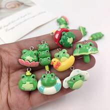 8/16 mặt dây chuyền nhựa hoạt hình dễ thương, mặt dây chuyền hình nấm, vịt, ếch đáng yêu, phụ kiện trang trí động vật phong cách châu Âu để làm đồ trang sức tự làm, đồ thủ công làm hoa tai - Kết hợp ngẫu nhiên - Nhiều màu - Xem 1