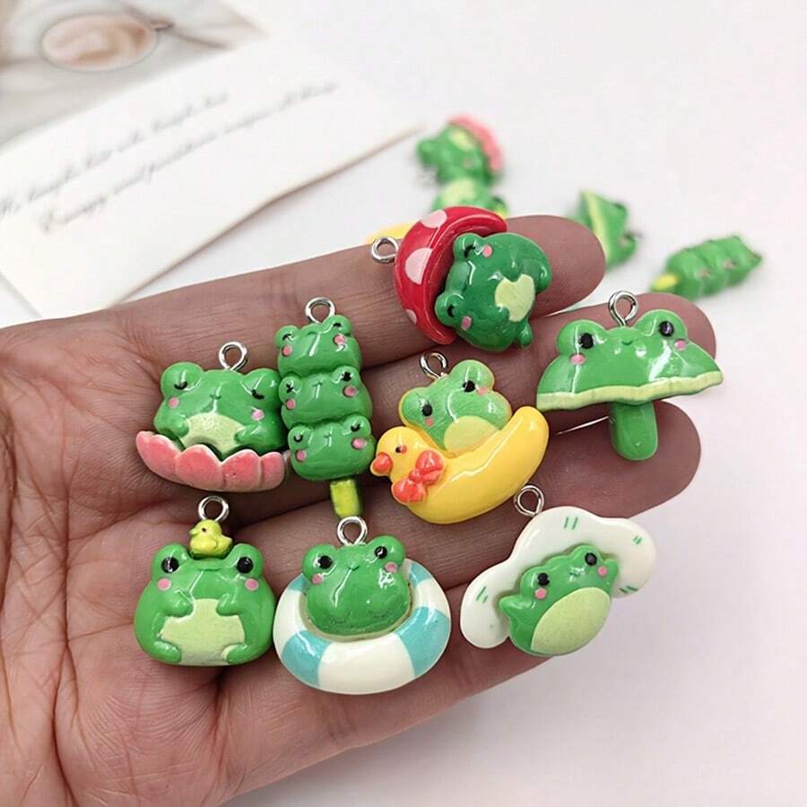 8/16 mặt dây chuyền nhựa hoạt hình dễ thương, mặt dây chuyền hình nấm, vịt, ếch đáng yêu, phụ kiện trang trí động vật phong cách châu Âu để làm đồ trang sức tự làm, đồ thủ công làm hoa tai - Kết hợp ngẫu nhiên - Nhiều màu - Xem 1