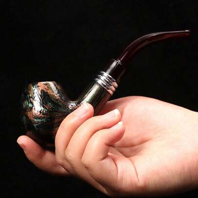 1 pezzo Nuova pipa da fumo portatile Dunhill in resina microforata, pipa curva in ebanite personalizzata e staccabile