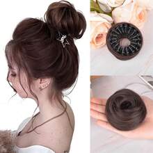 Bird's Nest Hair Bun Natural Black Hair For Women Messy Bun Hair Piece For Women Synthetic Hair Scrunchies Bun Extension Bun Head Fake Hair Updo Wrap On Bun Accessories - Multicolor - View 14