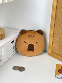 1pc Fashionable & Cute Capybara Plush Coin Purse, Earphone & Lipstick Storage Small Bag, Portable Kids Organizer