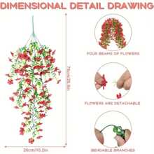 2 Bunches UV Resistant Artificial Decorative Flowers, Realistic Fake Plants For Home Decor, Corridor, Garden, Yard, Dining Table, Living Room, Wedding Party, Simulation Vine Flowers, Hanging Artificial Vine Plants, Fake Flowers, Wedding Party Decor, Valentine's Day,Fall Decor,Autumn Halloween Decor Room Decor