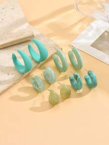 5 Pairs Dopamine Themed Colorful Earrings, Suitable For Daily Wear & Gatherings - Five Pairs Of Earrings - View 4