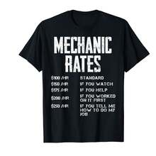 Men's Black Funny Auto Repair Mechanic Hourly Rate Cotton Soft Breathable Casual T-Shirt For Work Garage Shop Wear]MiM Father's Day Gifts - Black - View 1