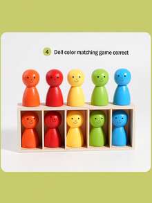 Early Education Color Matching Dolls, Educational Montessori Matching Wooden Villain Color Classification Cup Logical Thinking Training Multiplayer Game Puzzle Early Education Interactive Toys - 彩色 - 查看 7