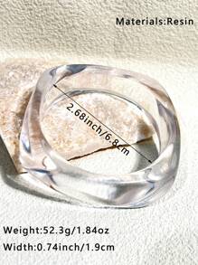 1 Stück Sommer Azur Glitzer Harz Armreif Set, transparentes Farbblockdesign, geeignet für den täglichen Gebrauch von Frauen, Strand, Resort
