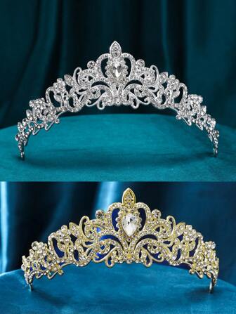 1 件时尚新娘皇冠，奢华大方风格婚礼发饰，适合毕业典礼和婚礼万圣节