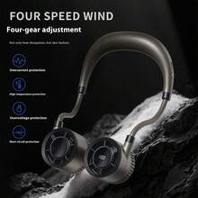 Hanging Neck Fan Earphone Shape Portable Rechargeable 4 Speed Adjustable Fan Air Conditioner Suitable For Outdoor Sports - Gold - View 4