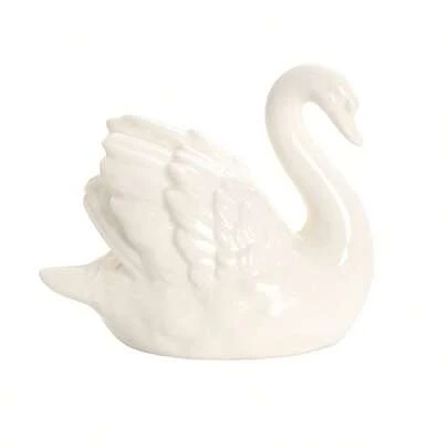 1 pieza Adorno de cerámica de cisne blanco y negro, decoración animal creativa para la sala de estar y el estudio