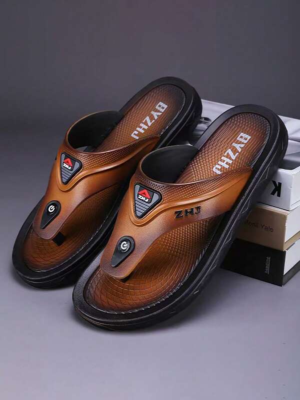 Men's Fashion Pliers - Comfortable Non-Slip Soles, Soft Padded Insoles, Summer Beach Casual Slippers, Round Design, Suitable For Daily Casual Walking, Multi-Function Slippers, Shower Shoes