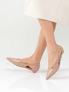 Reitoye New Arrival Y2K Comfortable Nude Sandals For Women Summer Pointed Toe Patent PU Ballerina Flats Shoes,  Hollow-Out Flat Heels Summer Shoes,  Mother's Day Gifts, Soft Leather, Soft Soles - 裸色-鏤空 - 查看 8