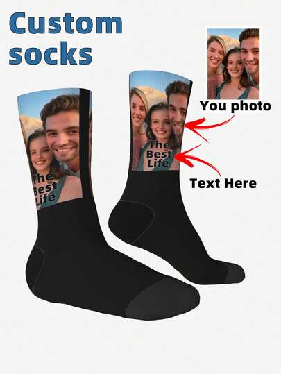 Customized Family Photo Socks, Personalized Family Photo Printed Socks, Funny Socks With Photos, Novelty Socks For Men And Women, Gag Gift, Christmas Gift