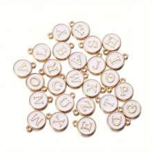 10/50pcs A-Z Initial Pendant Set, 12x15mm Enamel Coated, Letter Charms, Suitable For DIY Jewelry Making, Handmade Bracelets And Necklaces Accessories