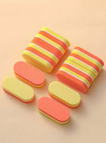 10pcs Manicure Mini Sponge Buffing Blocks Shaped Emery Boards For Nail Care Tools, Double Sided Nail File