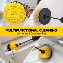 6-Piece Electric Drill Brush Set – Multi-Surface Power Scrubber Kit With Interchangeable Drill Attachments - Yellow - View 9