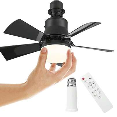 Ventilador De Techo Con Luz, Ventilador De Techo Silencioso Con Control Remoto E27 De 15,7 Pulgadas, Ventilador De Techo Pequeño Desmontable De 30 W, Contiene pequeño ventilador