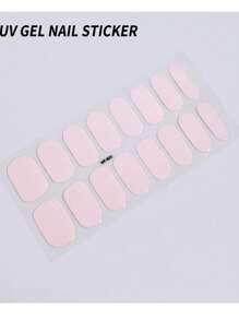 1 feuille de bandes de gel semi-réticulées pour ongles, 16 bandes de gel pour les doigts, 1 pièce d'autocollants de vernis gel rose clair pour le printemps/l'été, enveloppant complètement l'ongle. Longue tenue, mise en forme rapide, enveloppes complètes pour ongles pour femmes et filles. Nécessite une lampe UV/LED. Kit d'autocollants pour ongles DIY