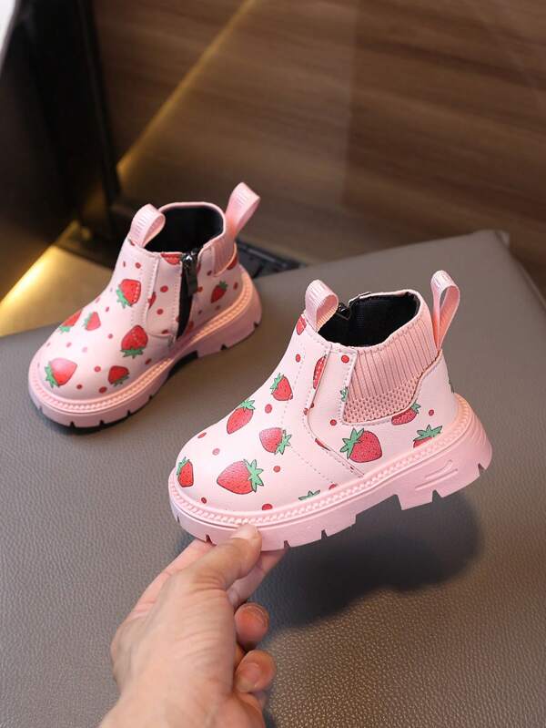1 par de botas casuales versátiles de moda para niños, botas cortas nuevas antideslizantes de Top baja para niñas, botines para caminar para bebés pequeños