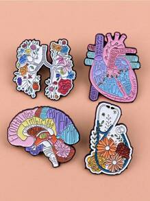 Insignia de esmalte con diseño de cerebro y corazón, broche de mujer, insignia de hombro con órgano corporal masculino, accesorio de joyería de moda, regalo, insignia de pecho de aleación para médicos, accesorios escolares y de oficina, camisas, chaquetas, Navidad, Halloween