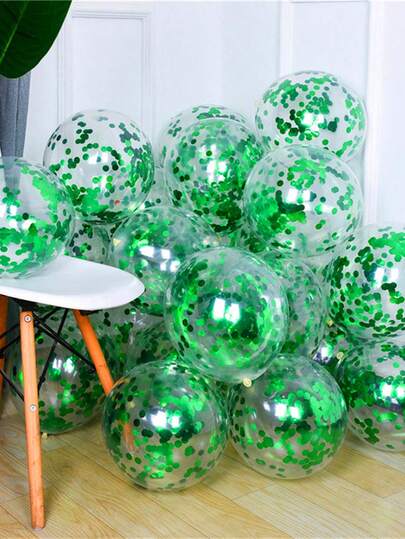 10 个 12 英寸绿色透明乳胶气球，圆形乳胶气球套装，适合生日、婚礼、周年纪念、迎婴派对、性别揭晓派对 - 无需电源，适合所有季节和父亲节/母亲节派对装饰气球