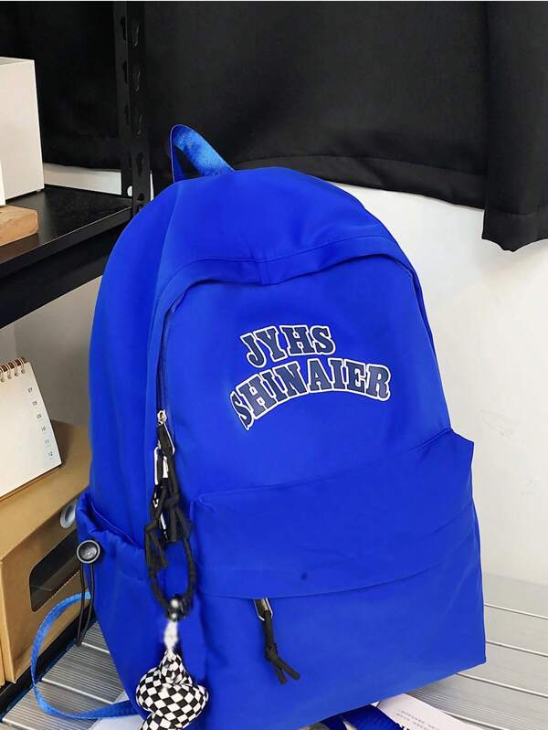 shinaier Mochila de Estudante de Grande Capacidade da Moda com Pingente, Mochila de Viagem com Letras