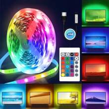 Striscia luminosa a LED RGB per retroilluminazione TV da 100 a 1000 cm, alimentata tramite USB, con telecomando a 24 tasti - Cambia colore, dimmerabile e retroilluminata, adatta per camera da letto, TV, cucina, bar, sala giochi, decorazione per feste