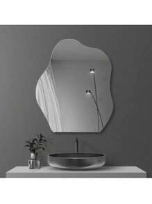 1PC Acrylic Cloud Shape Asymmetrical Bathroom Shatterproof Mirrors, Non Glass Wall Mirror Decor For Bedroom, Living Room, Dressing Table, Toilet And Washbasin Room Decor Wall Decor Wall Sticker Sticker Stickers