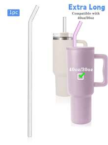 7/5/3/1 buah Sedotan Pengganti Kaca Ekstra Panjang untuk Tumbler - Sedotan Bengkok + Lurus yang Dapat Digunakan Kembali dengan Sikat, Aksesoris Pengganti - MultiWarna - View 9