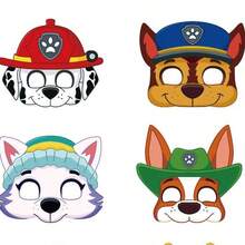12pcs New Paw Patrol Theme Party Half-Face Mask Dance Party Diy Dog-Shaped Paper Mask, Perfect Party Decoration, Small Gift - Multicolor - View 3